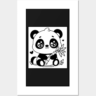 Cute Panda With A Bamboo Shoot Posters and Art